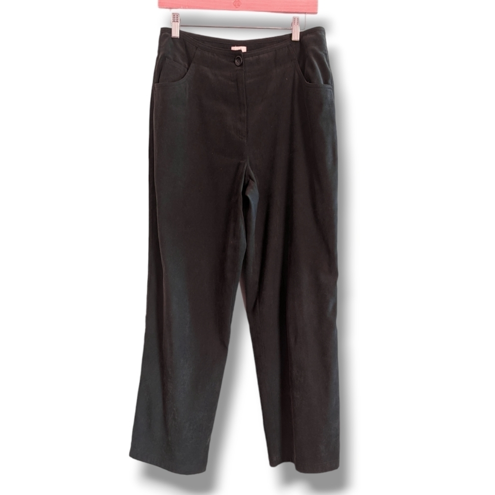 J. Jill Micro Faux Suede‎ Pants 10 Black Lightweight Microsuede Pant